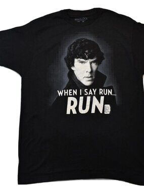 Sherlock Holmes BBC TV Series Mens When I Say Run, Run Black Shirt New S-2XL